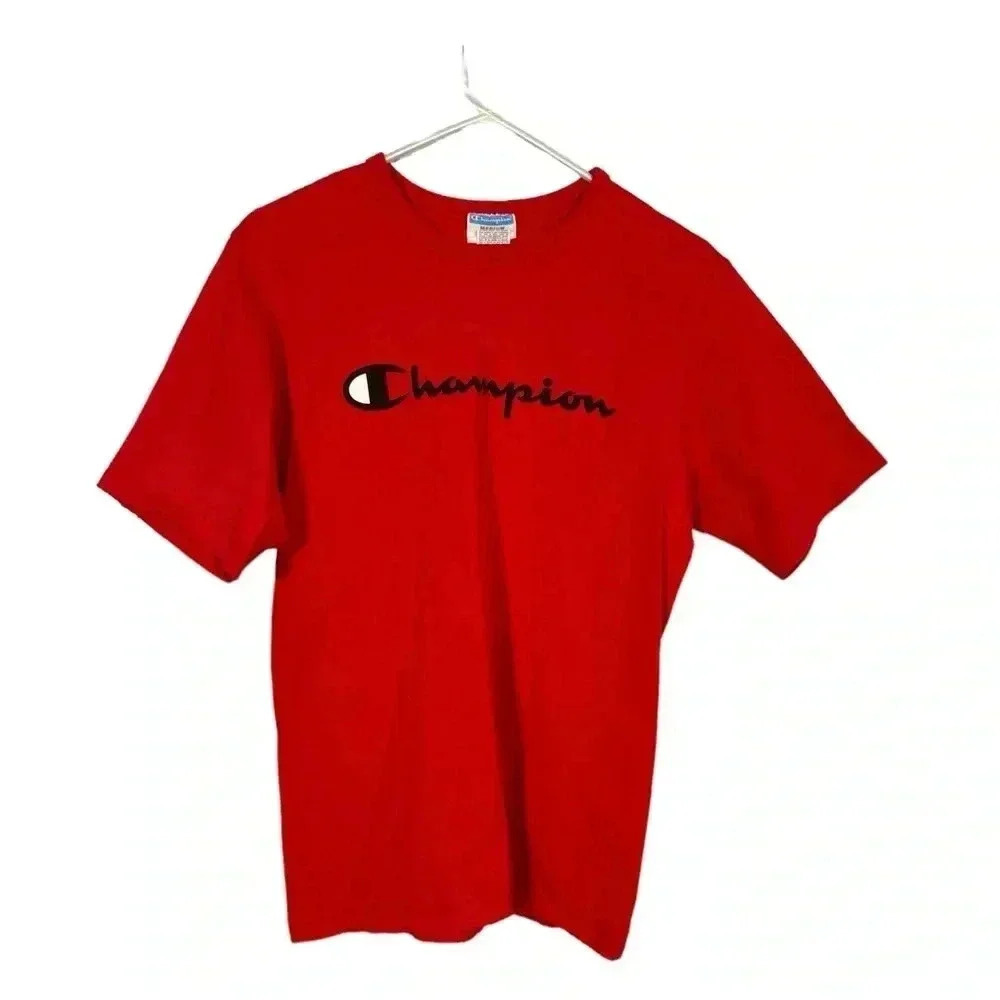 Vintage Champion Classic Logo Red T-Shirt Tee Men's Size Medium